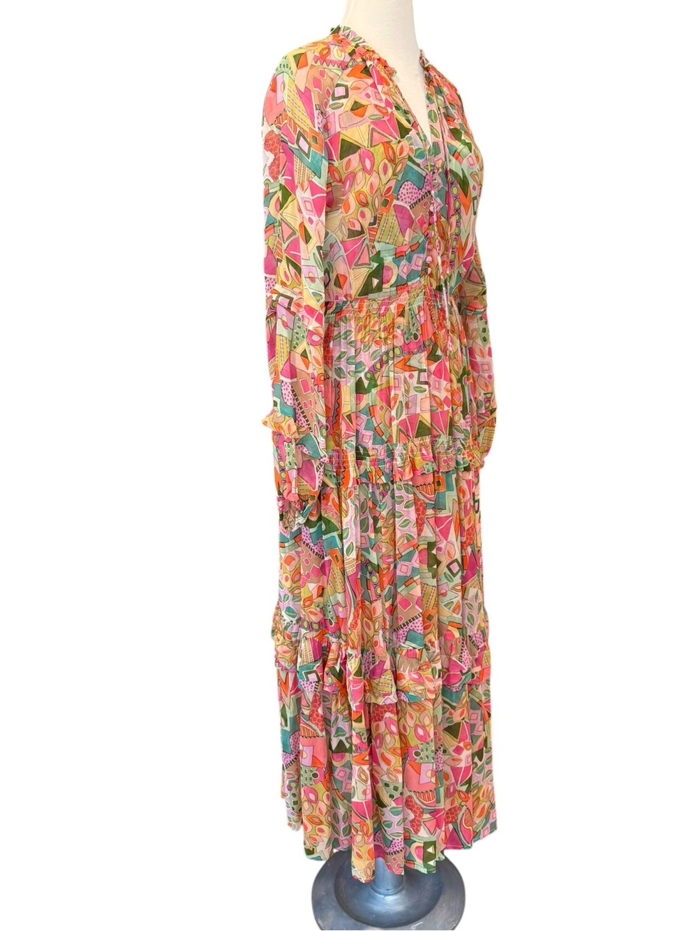Tolani Tiered Boho Maxi Dress Abstract Geometric Print Size Small - Picture 3 of 13
